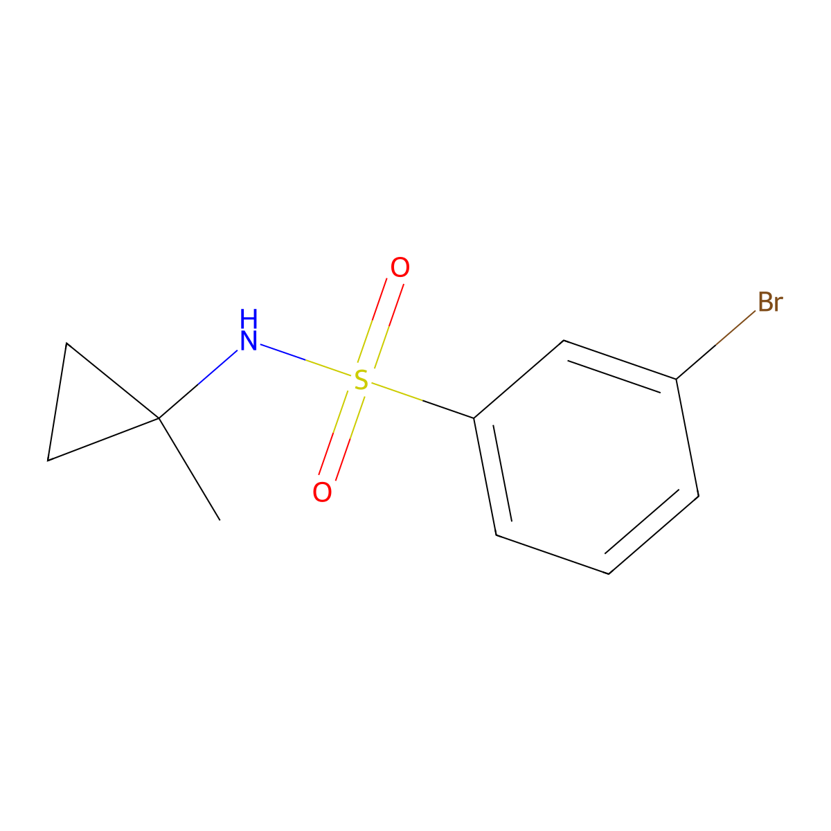 3-bromo-N-(1-methylcyclopropyl)benzene-1-sulfonamide molecular structure, CAS 1713529-74-8