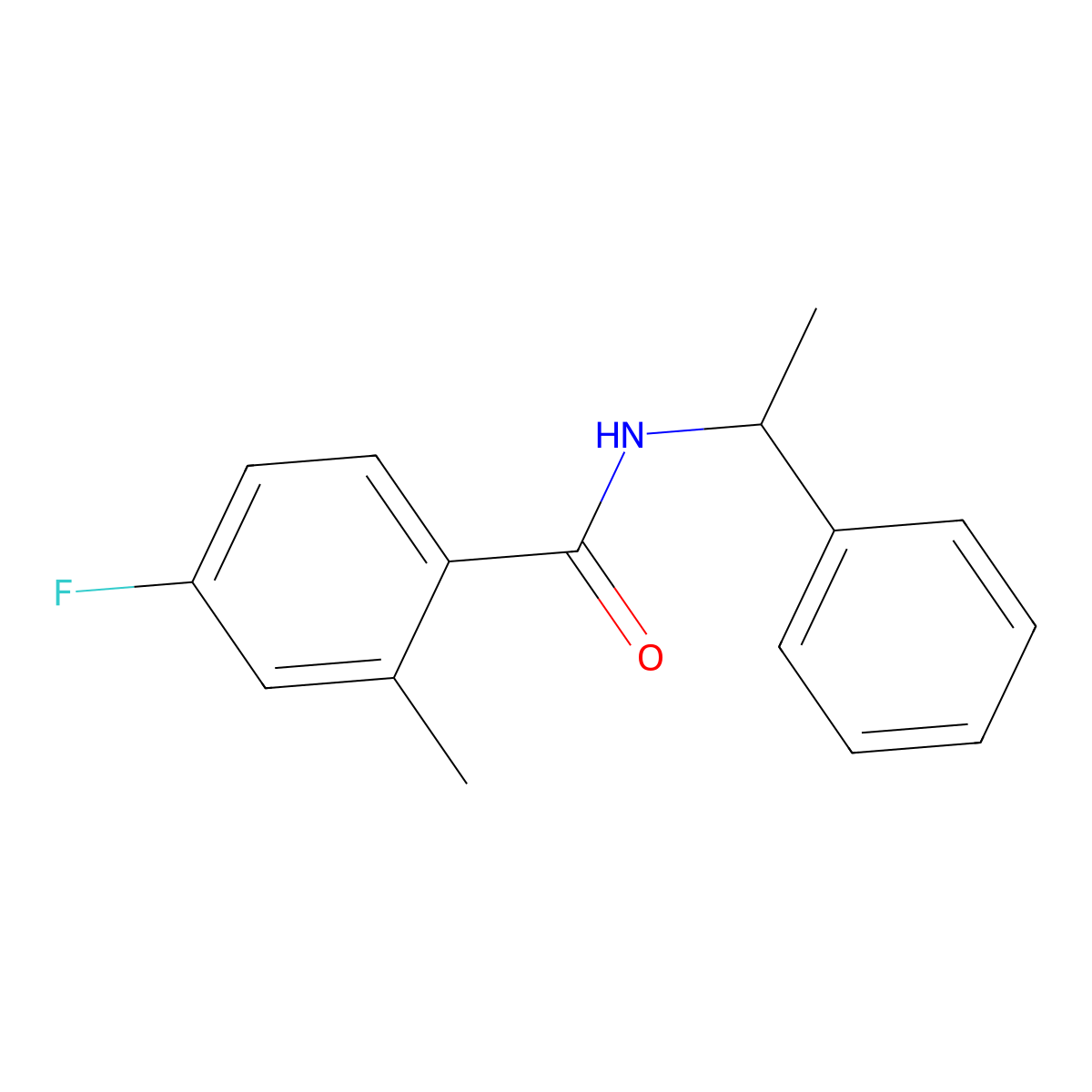 4-Fluoro-2-methyl-N-(1-phenylethyl)benzamide molecular structure, CAS 1713568-60-5