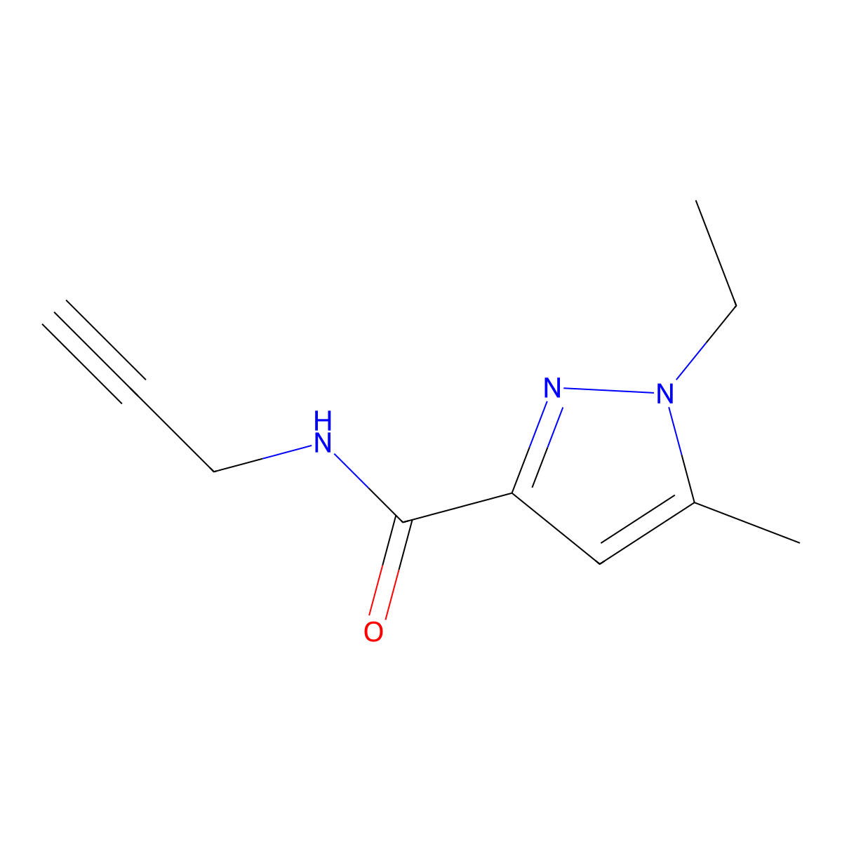 1-Ethyl-5-methyl-N-(prop-2-yn-1-yl)-1H-pyrazole-3-carboxamide molecular structure, CAS 1713589-36-6