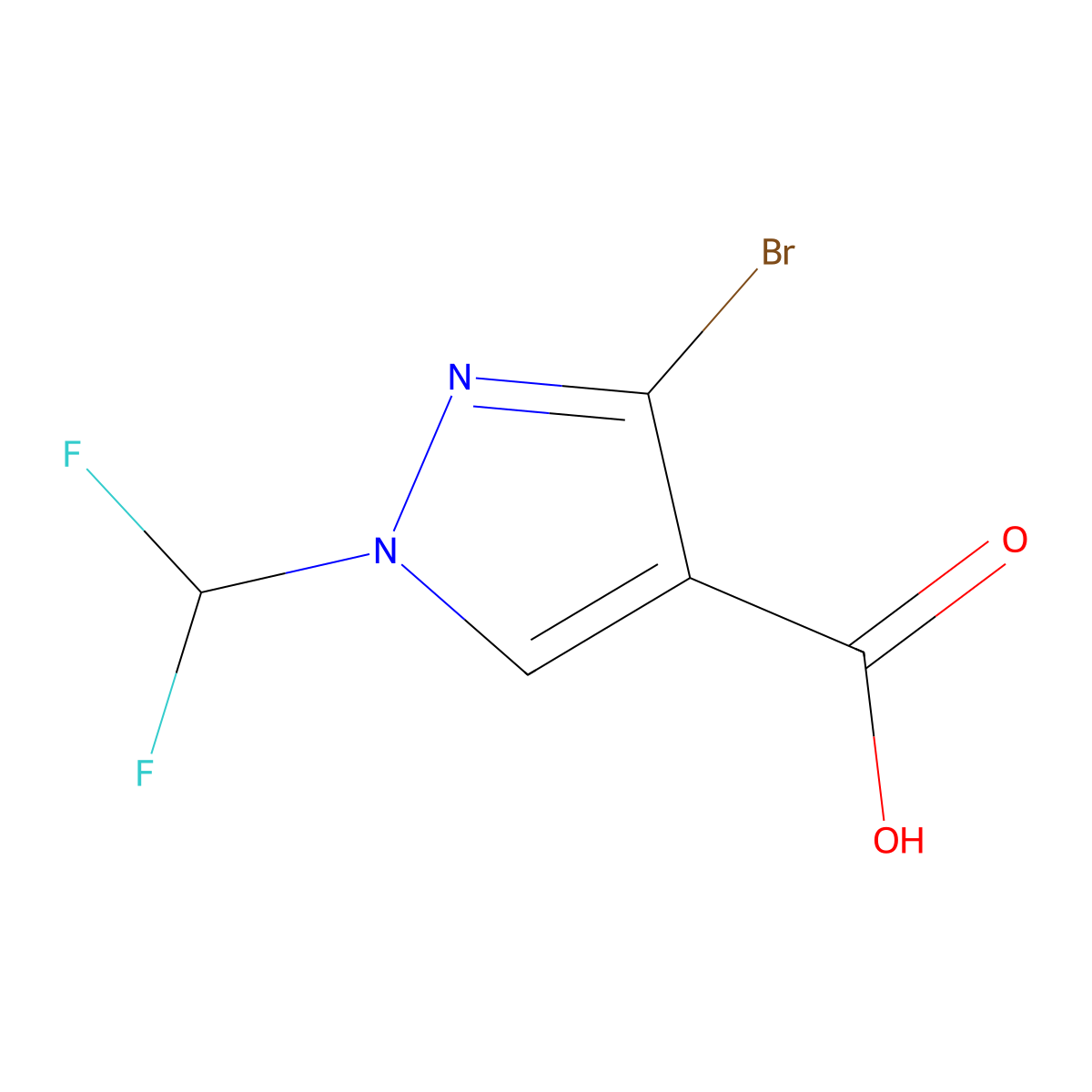3-Bromo-1-(difluoromethyl)-1H-pyrazole-4-carboxylic acid molecular structure, CAS 1713589-83-3