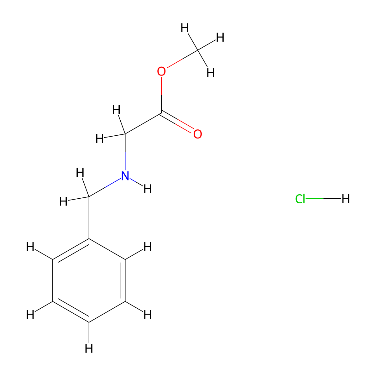 Methyl 2-(benzylamino)acetate hydrochloride molecular structure, CAS 17136-35-5