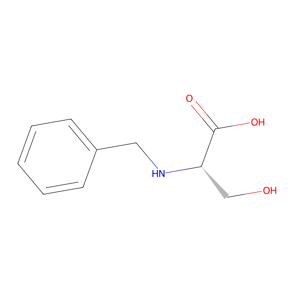 (2S)-2-(benzylamino)-3-hydroxypropanoic acid molecular structure, CAS 17136-45-7