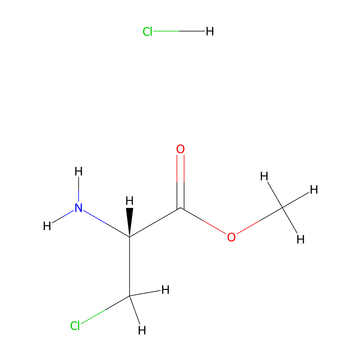 methyl (2R)-2-amino-3-chloropropanoate hydrochloride molecular structure, CAS 17136-54-8