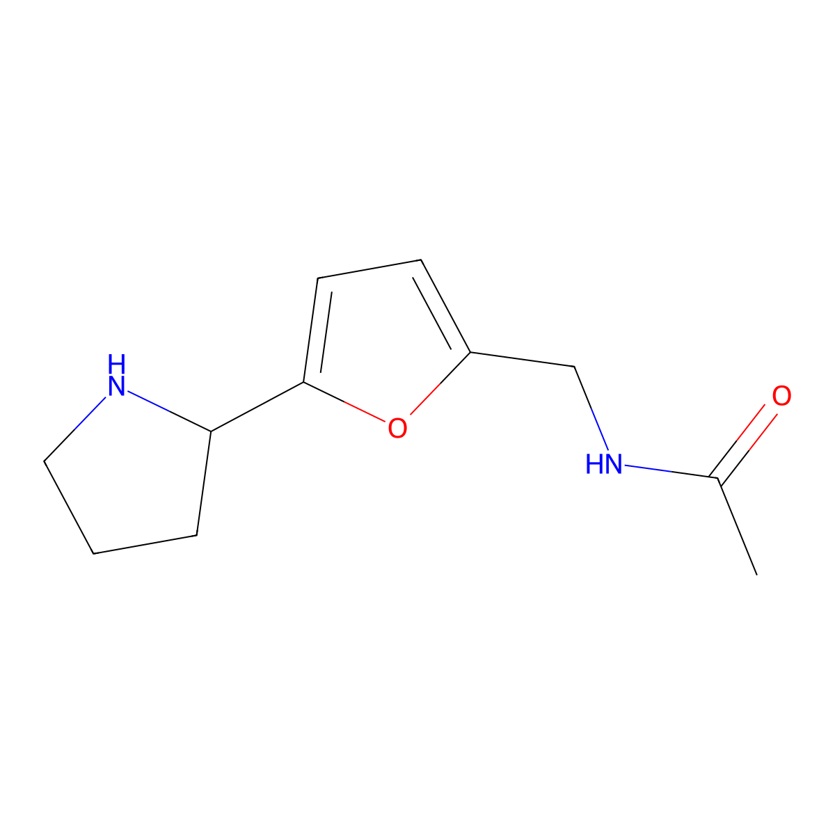 N-{[5-(pyrrolidin-2-yl)furan-2-yl]methyl}acetamide molecular structure, CAS 1713602-56-2