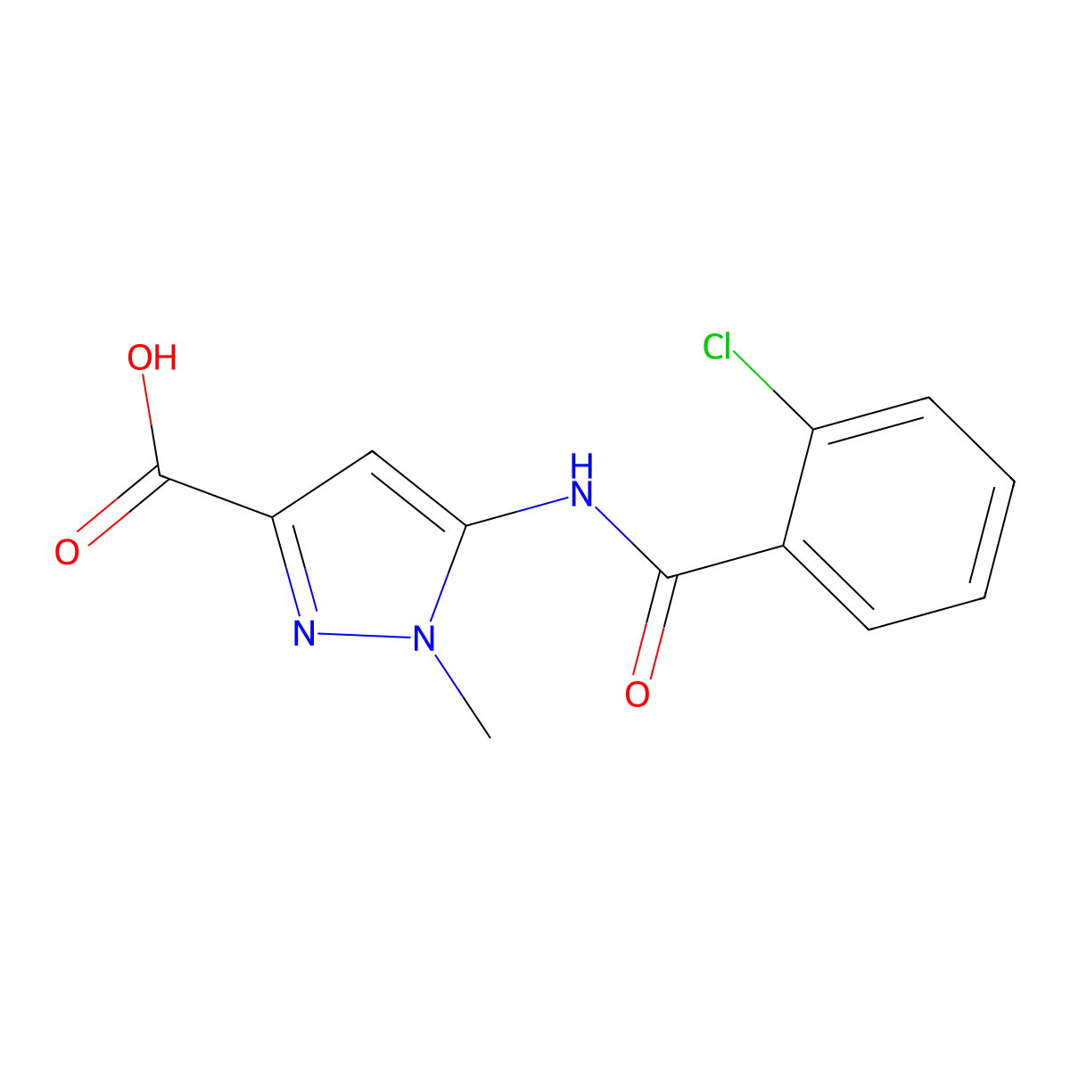 5-(2-Chlorobenzamido)-1-methyl-1H-pyrazole-3-carboxylic acid molecular structure, CAS 1713640-17-5