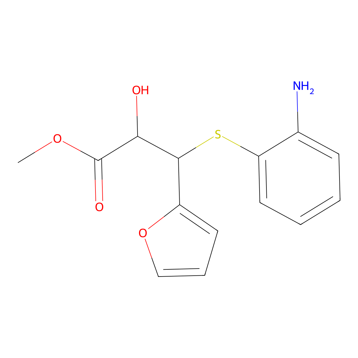 Methyl 3-[(2-aminophenyl)sulfanyl]-3-(furan-2-yl)-2-hydroxypropanoate molecular structure, CAS 1713640-23-3