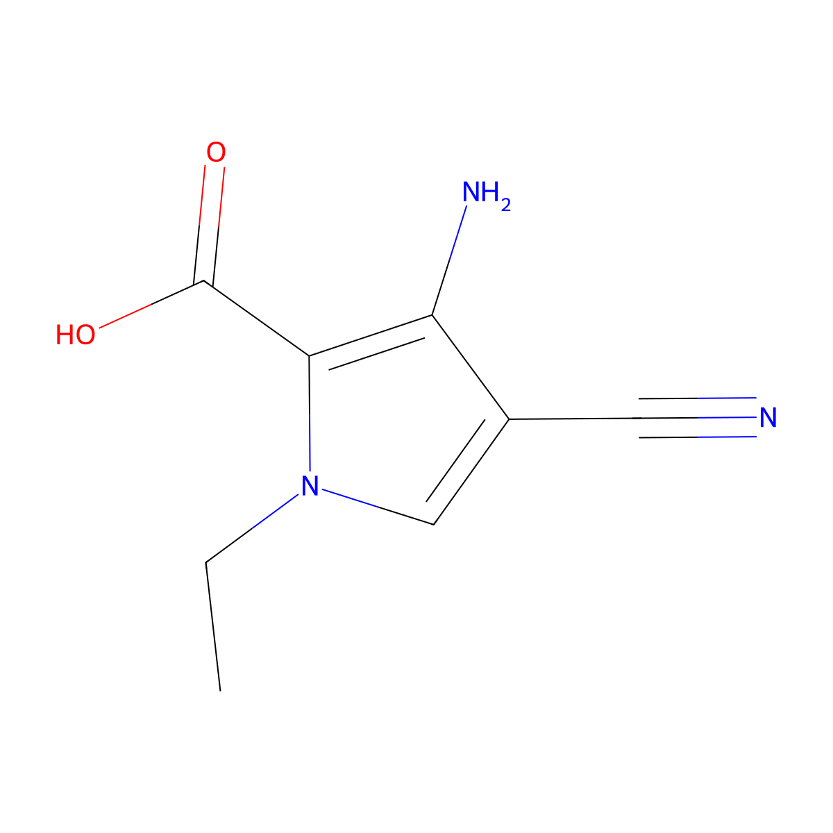 3-Amino-4-cyano-1-ethyl-1H-pyrrole-2-carboxylic acid molecular structure, CAS 1713648-52-2