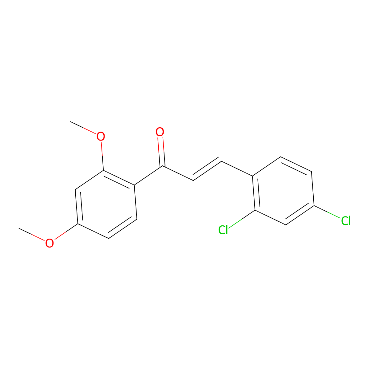 2-Propen-1-one, 3-(2,4-dichlorophenyl)-1-(2,4-dimethoxyphenyl)- molecular structure, CAS 171365-99-4