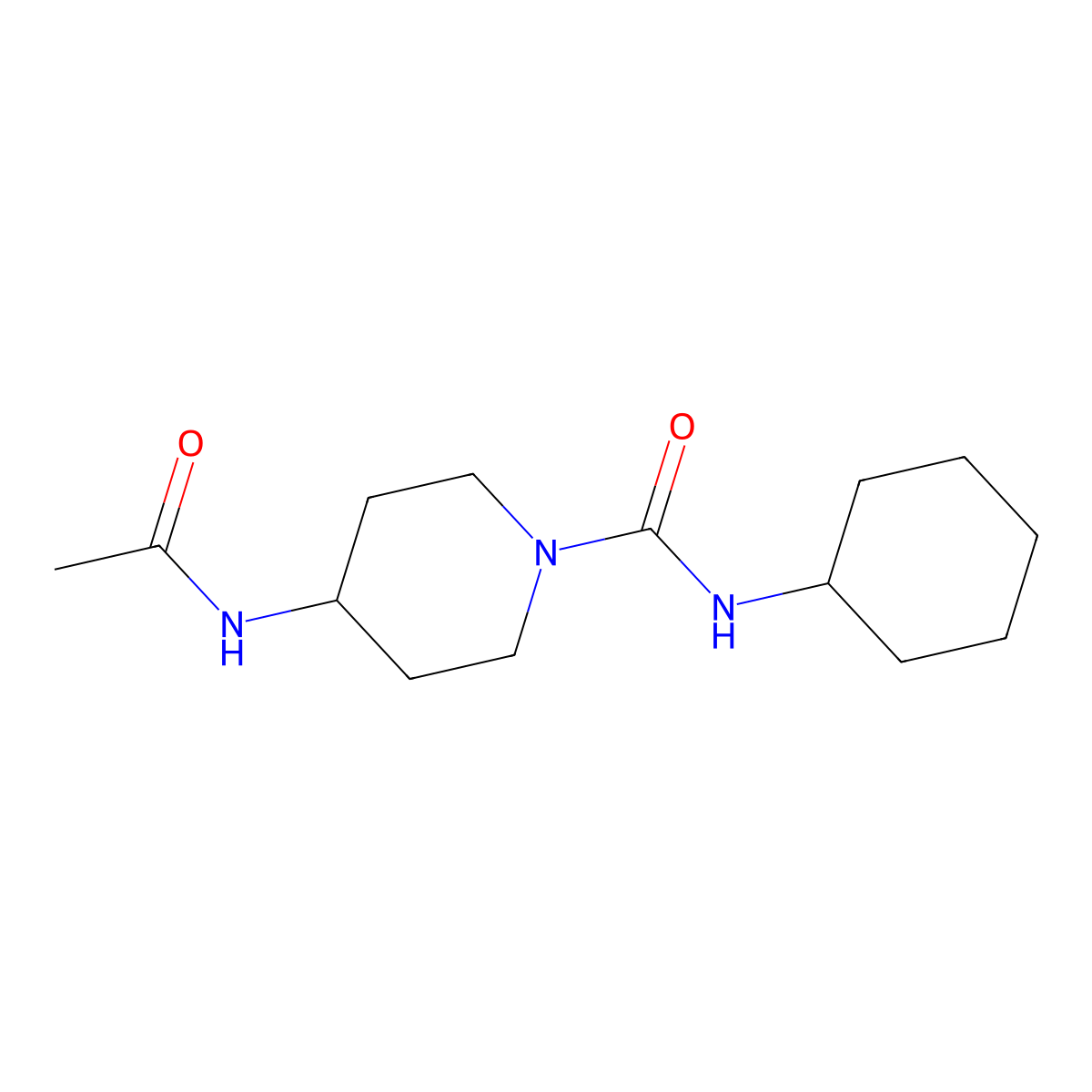 4-acetamido-N-cyclohexylpiperidine-1-carboxamide molecular structure, CAS 1713651-38-7