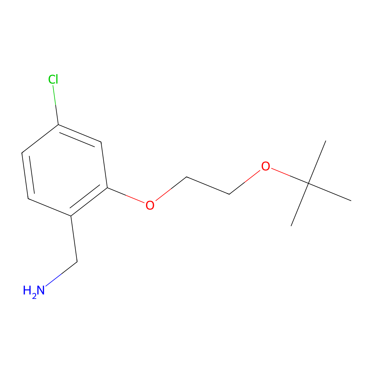 1-{2-[2-(Tert-butoxy)ethoxy]-4-chlorophenyl}methanamine molecular structure, CAS 1713667-87-8