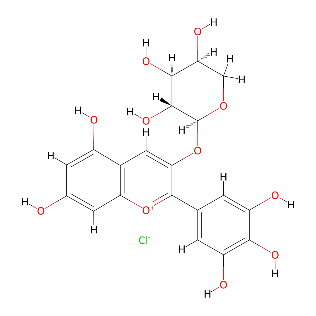 Delphinidin 3-arabinoside molecular structure, CAS 171370-55-1