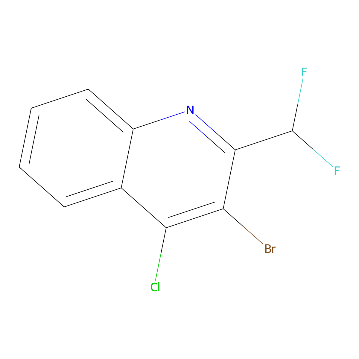 3-Bromo-4-chloro-2-(difluoromethyl)quinoline molecular structure, CAS 1713713-44-0