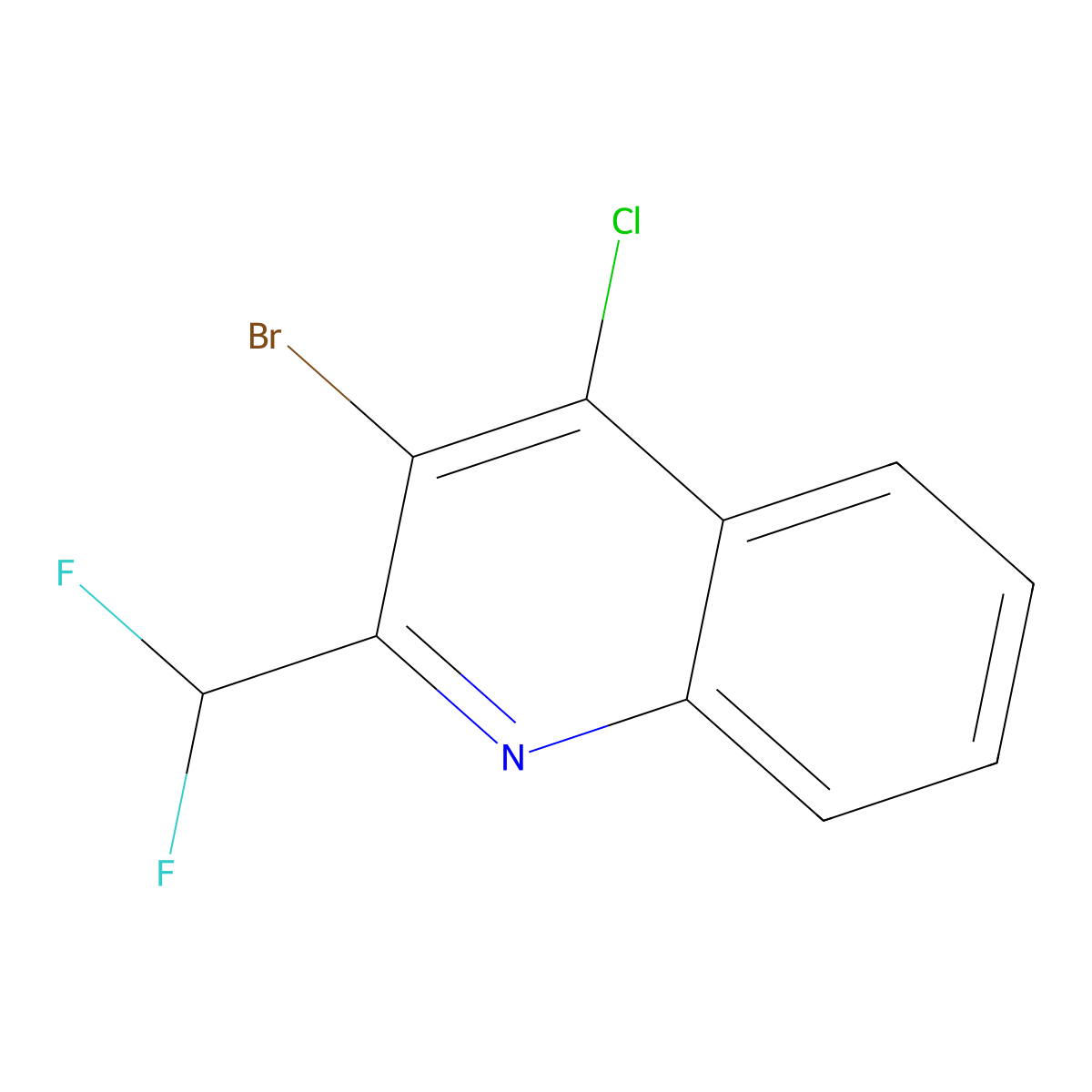 3-Bromo-4-chloro-2-(difluoromethyl)quinoline molecular structure, CAS 1713713-44-0