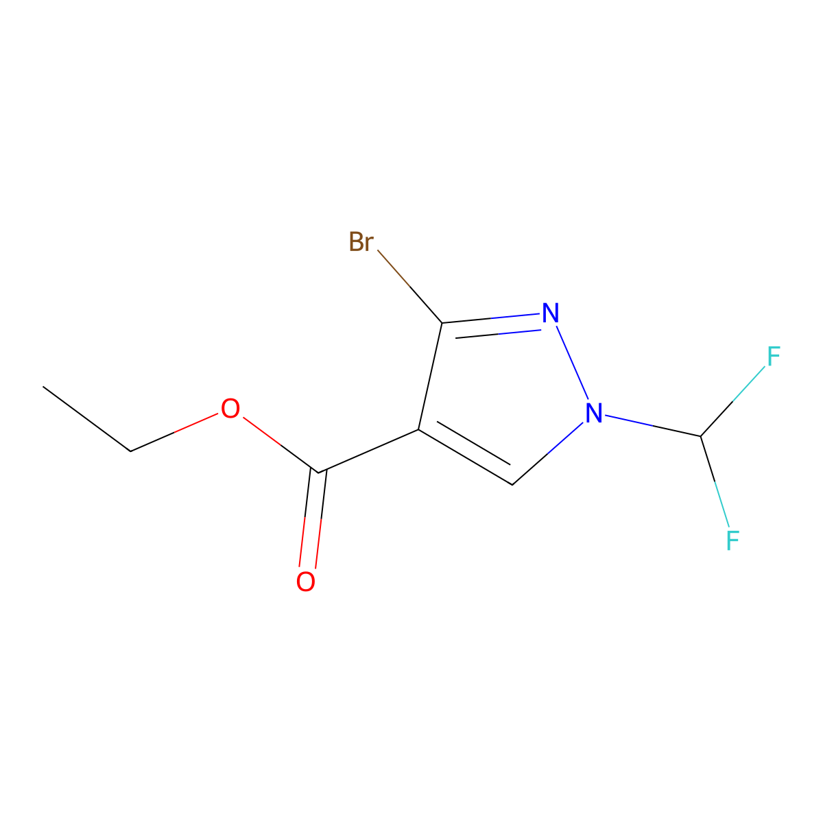 Ethyl 3-bromo-1-(difluoromethyl)-1H-pyrazole-4-carboxylate molecular structure, CAS 1713713-58-6
