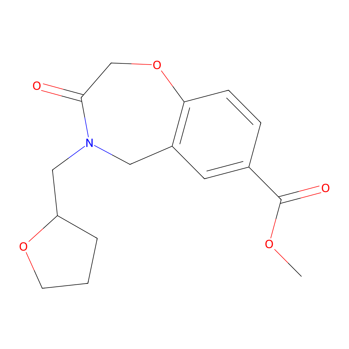 Methyl 3-oxo-4-((tetrahydrofuran-2-yl)methyl)-2,3,4,5-tetrahydrobenzo[f][1,4]oxazepine-7-carboxylate molecular structure, CAS 1713713-72-4