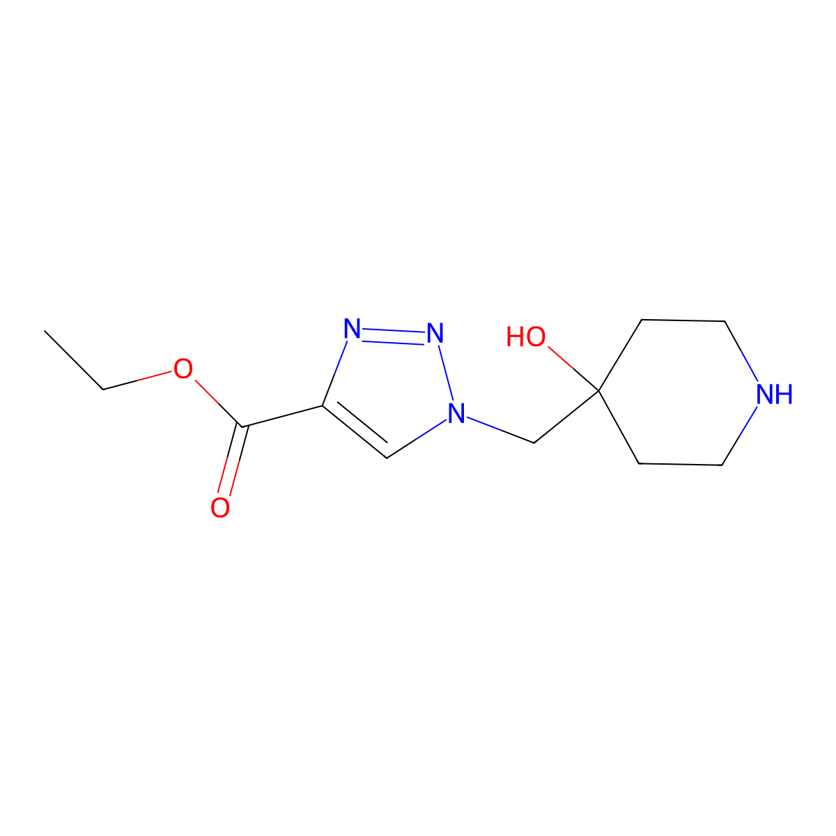 Ethyl 1-[(4-hydroxypiperidin-4-yl)methyl]triazole-4-carboxylate molecular structure, CAS 1713713-75-7