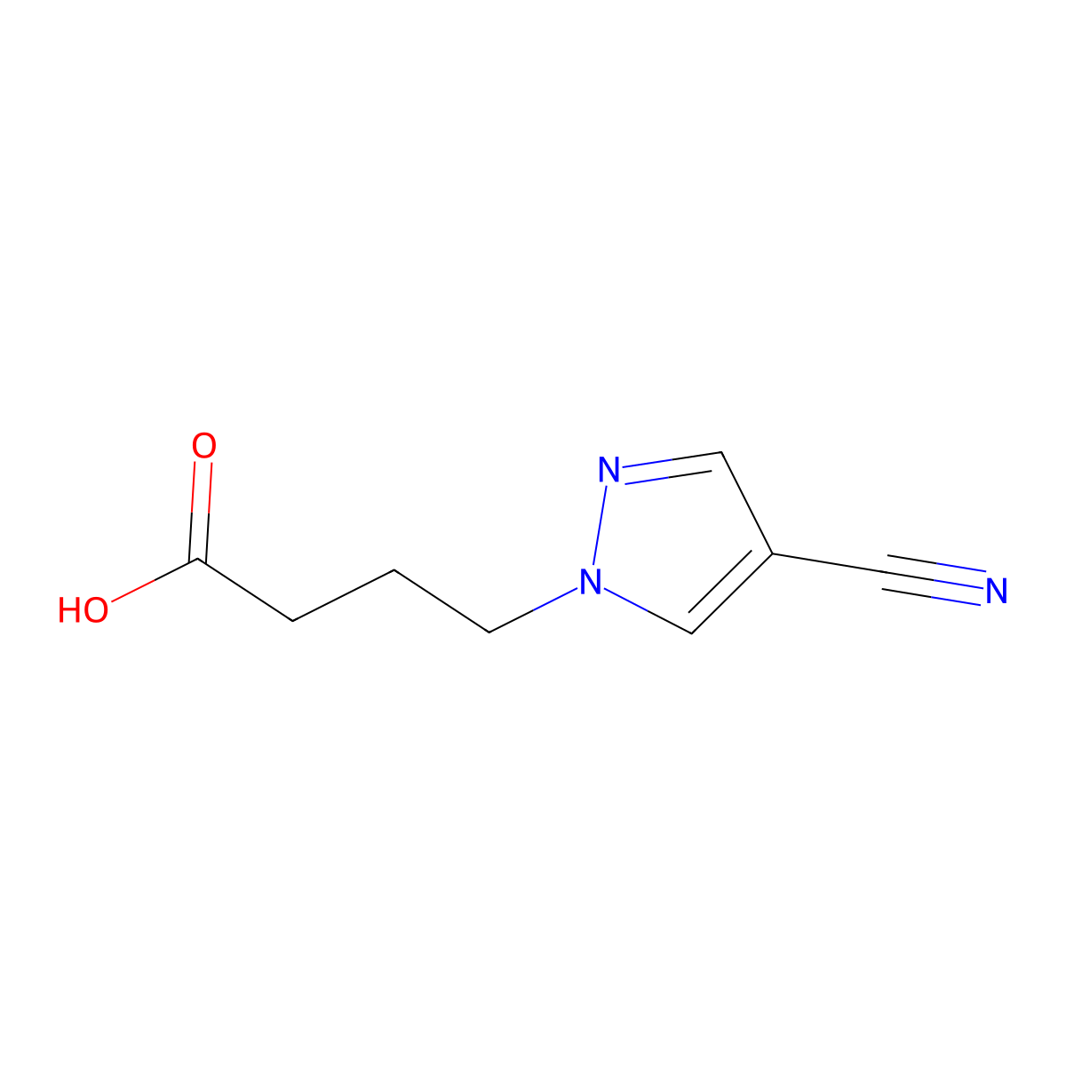 4-(4-Cyano-1H-pyrazol-1-yl)butanoic acid molecular structure, CAS 1713714-01-2