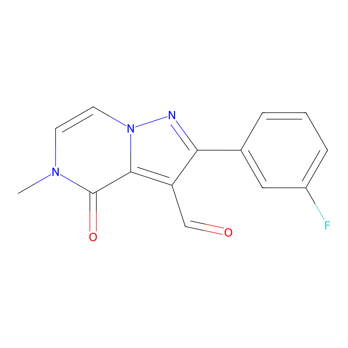 2-(3-Fluorophenyl)-5-methyl-4-oxo-4,5-dihydropyrazolo[1,5-a]pyrazine-3-carbaldehyde molecular structure, CAS 1713714-03-4