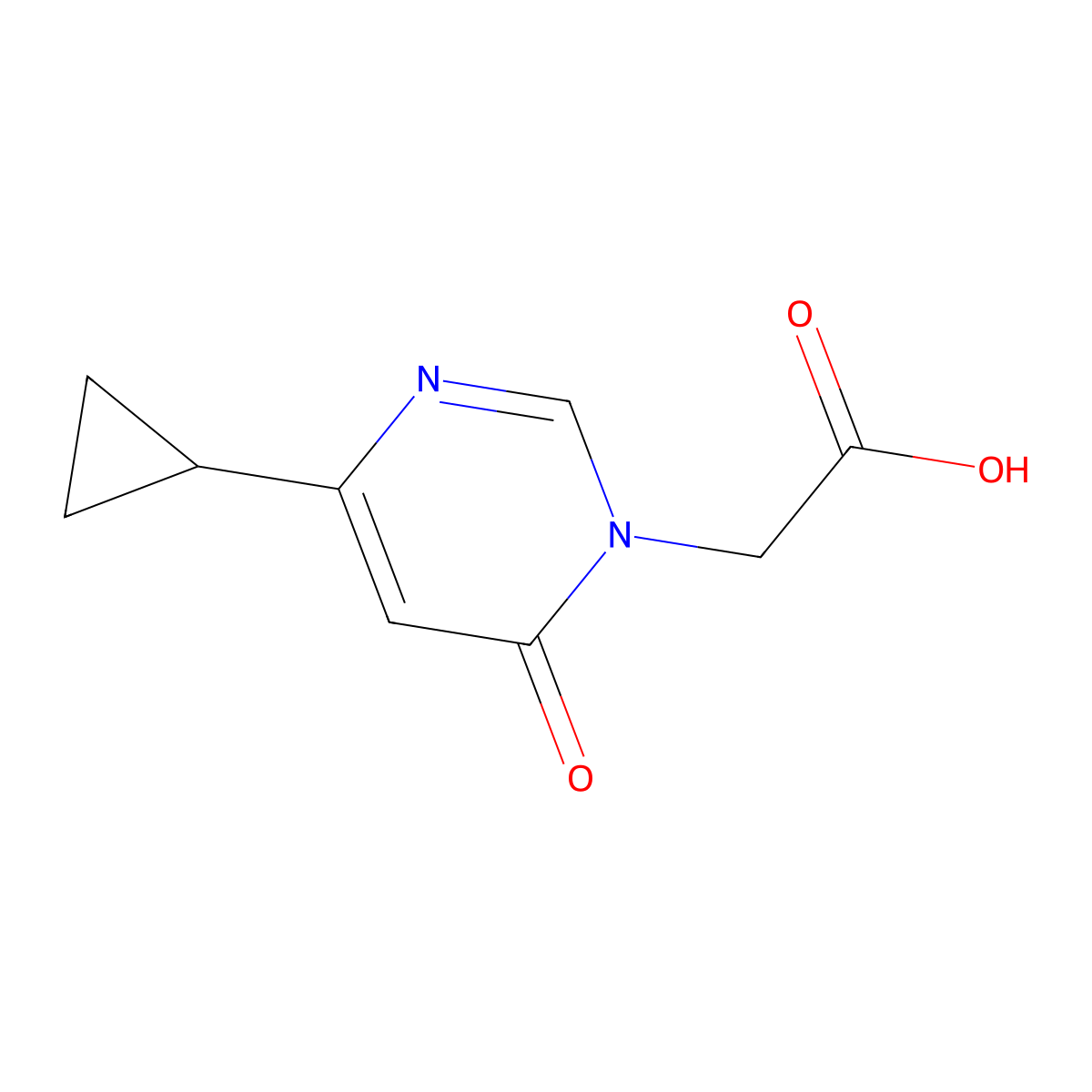 2-(4-cyclopropyl-6-oxopyrimidin-1(6H)-yl)acetic acid molecular structure, CAS 1713714-07-8