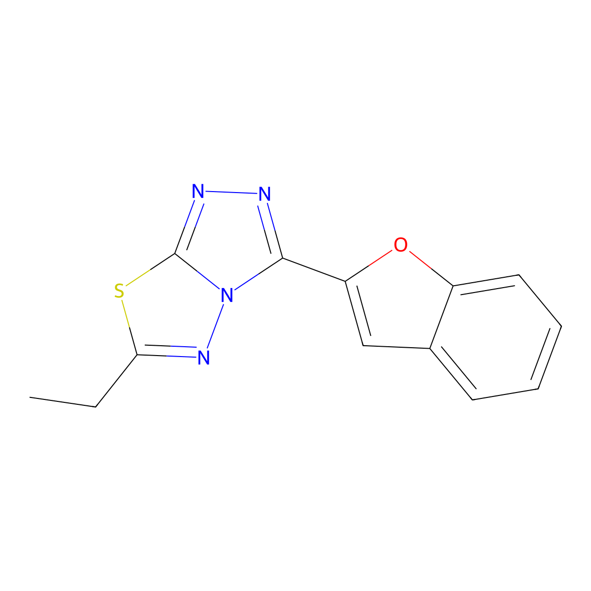 3-(Benzofuran-2-yl)-6-ethyl-[1,2,4]triazolo[3,4-b][1,3,4]thiadiazole molecular structure, CAS 1713714-61-4