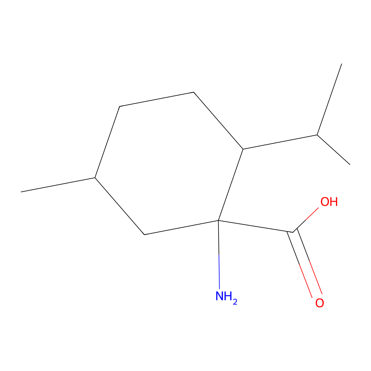1-Amino-5-methyl-2-(propan-2-yl)cyclohexane-1-carboxylic acid molecular structure, CAS 17138-10-2