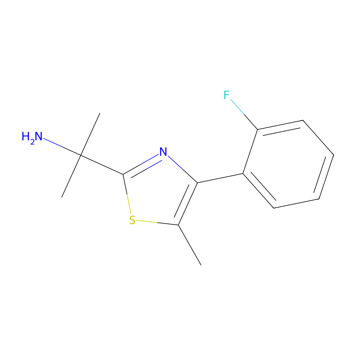 2-[4-(2-Fluorophenyl)-5-methyl-1,3-thiazol-2-yl]propan-2-amine molecular structure, CAS 1713906-53-6
