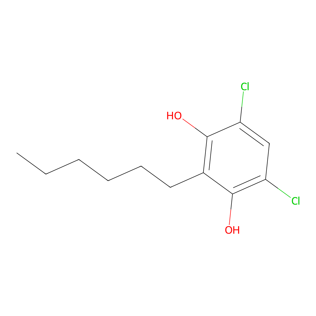 4,6-Dichloro-2-hexylresorcinol molecular structure, CAS 17140-00-0
