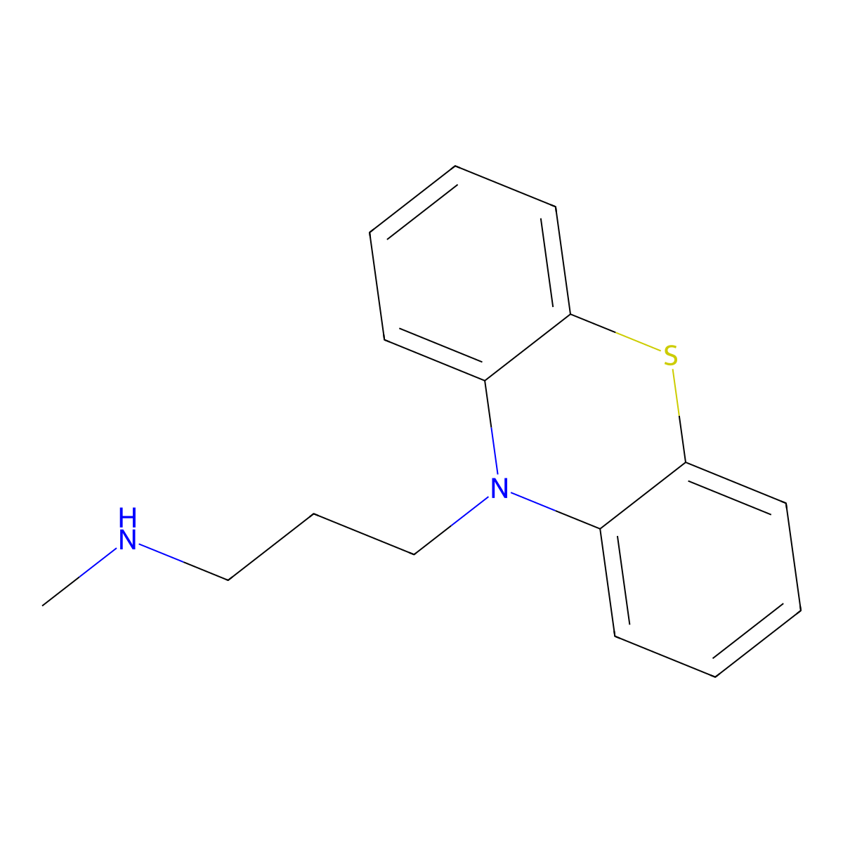 Desmonomethylpromazine molecular structure, CAS 17140-12-4