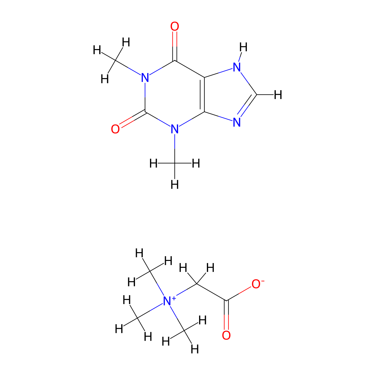 Theophylline-betaine molecular structure, CAS 17140-27-1