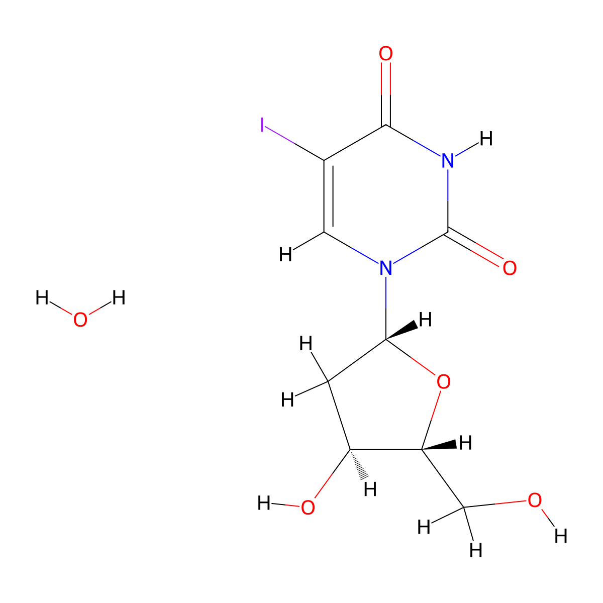 Idoxuridine monohydrate molecular structure, CAS 17140-71-5