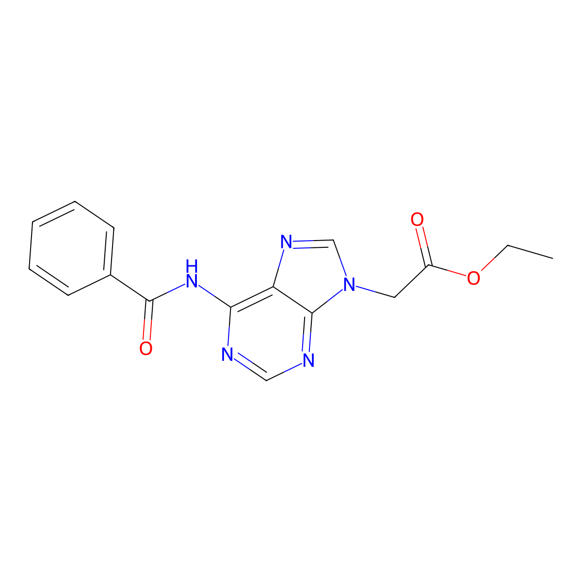 9H-Purine-9-acetic acid, 6-(benzoylamino)-, ethyl ester molecular structure, CAS 171406-46-5
