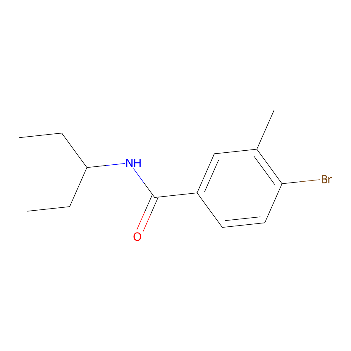 4-Bromo-N-(1-ethylpropyl)-3-methylbenzamide molecular structure, CAS 1714069-75-6