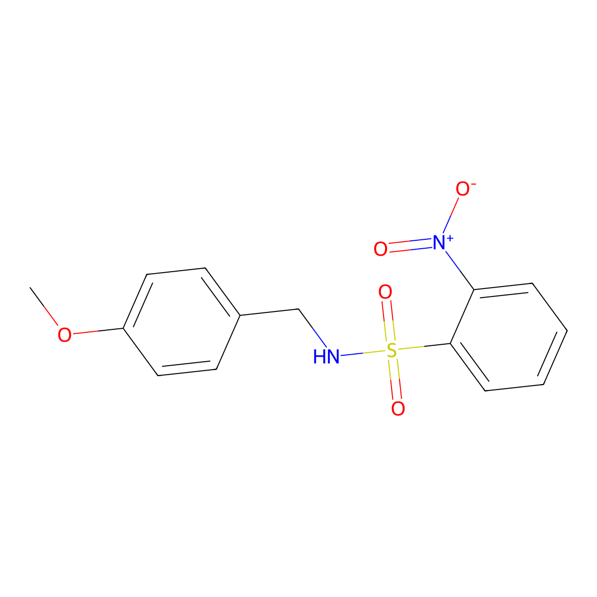 Benzenesulfonamide, N-[(4-methoxyphenyl)methyl]-2-nitro- molecular structure, CAS 171414-16-7