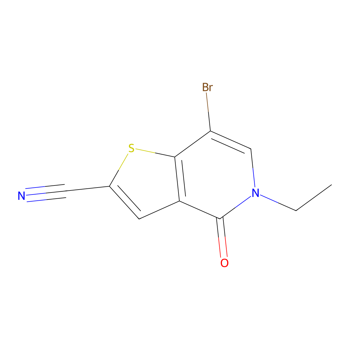 7-Bromo-5-ethyl-4-oxo-4,5-dihydrothieno[3,2-c]pyridine-2-carbonitrile molecular structure, CAS 1714146-63-0