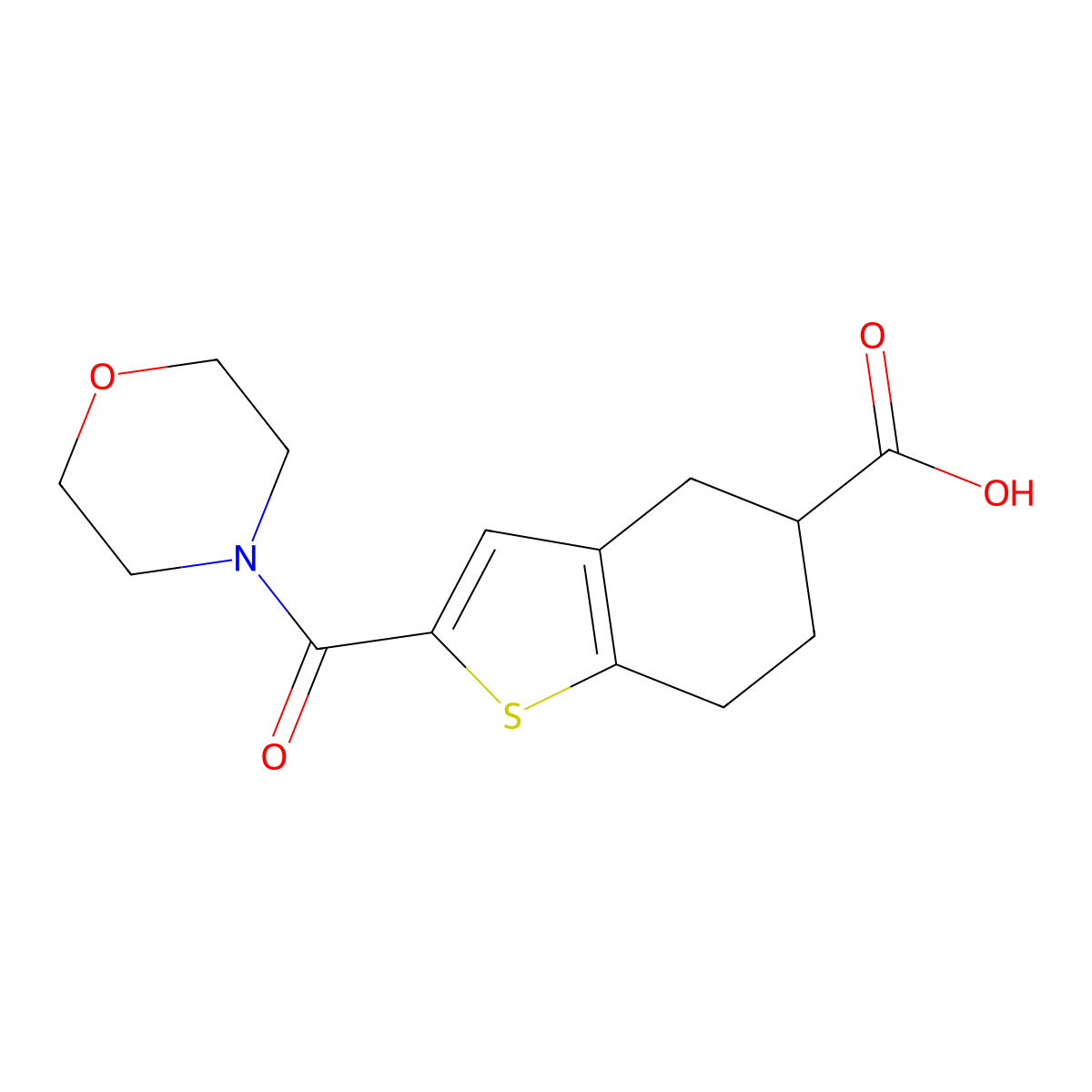 2-(Morpholine-4-carbonyl)-4,5,6,7-tetrahydro-1-benzothiophene-5-carboxylic acid molecular structure, CAS 1714148-49-8