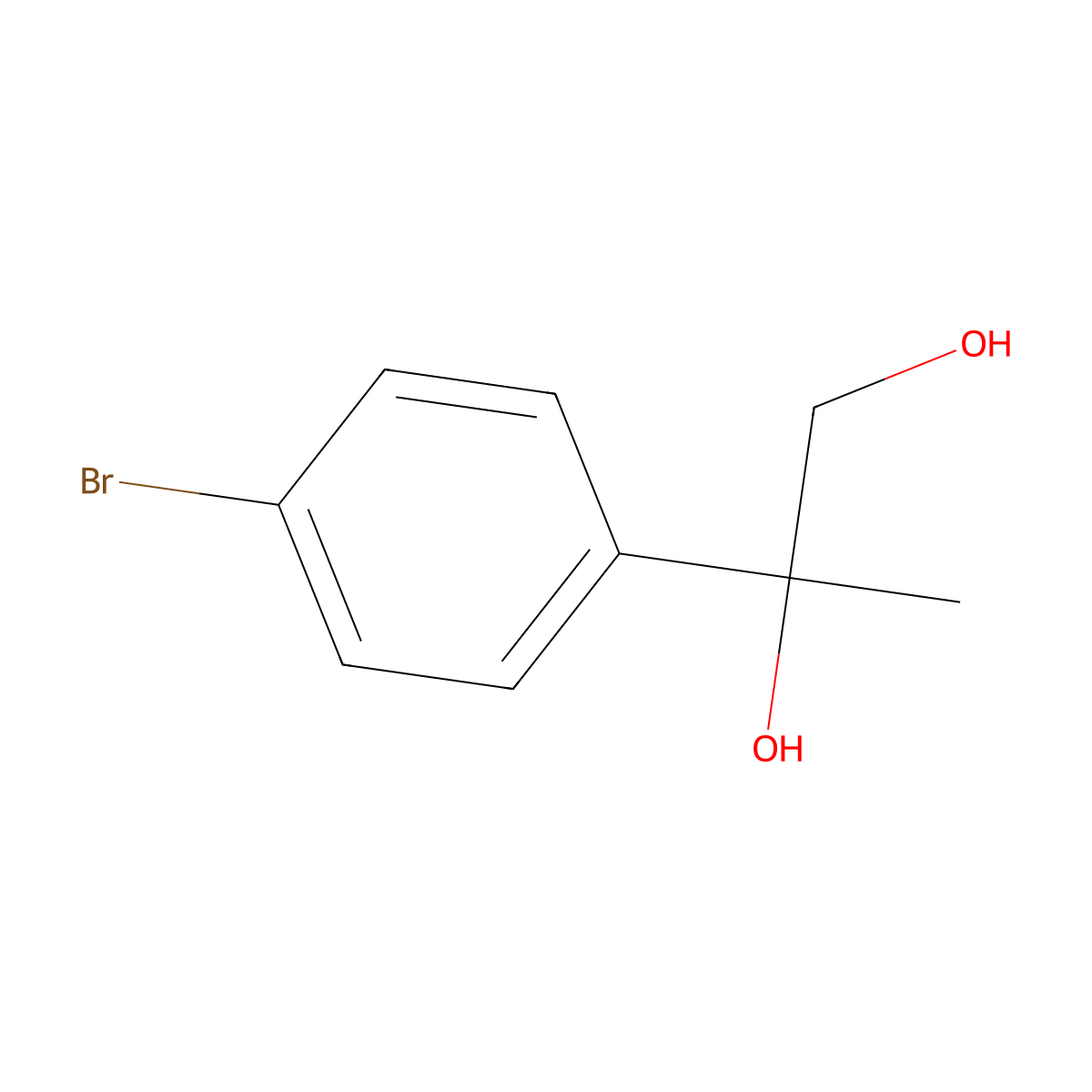 2-(4-Bromophenyl)propane-1,2-diol molecular structure, CAS 171417-14-4