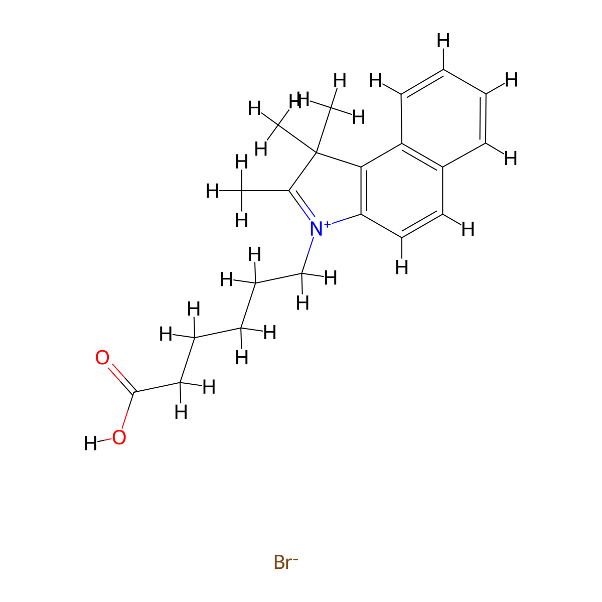 3-(5-Carboxypentyl)-1,1,2-trimethyl-1H-benzo[e]indol-3-ium bromide molecular structure, CAS 171429-39-3