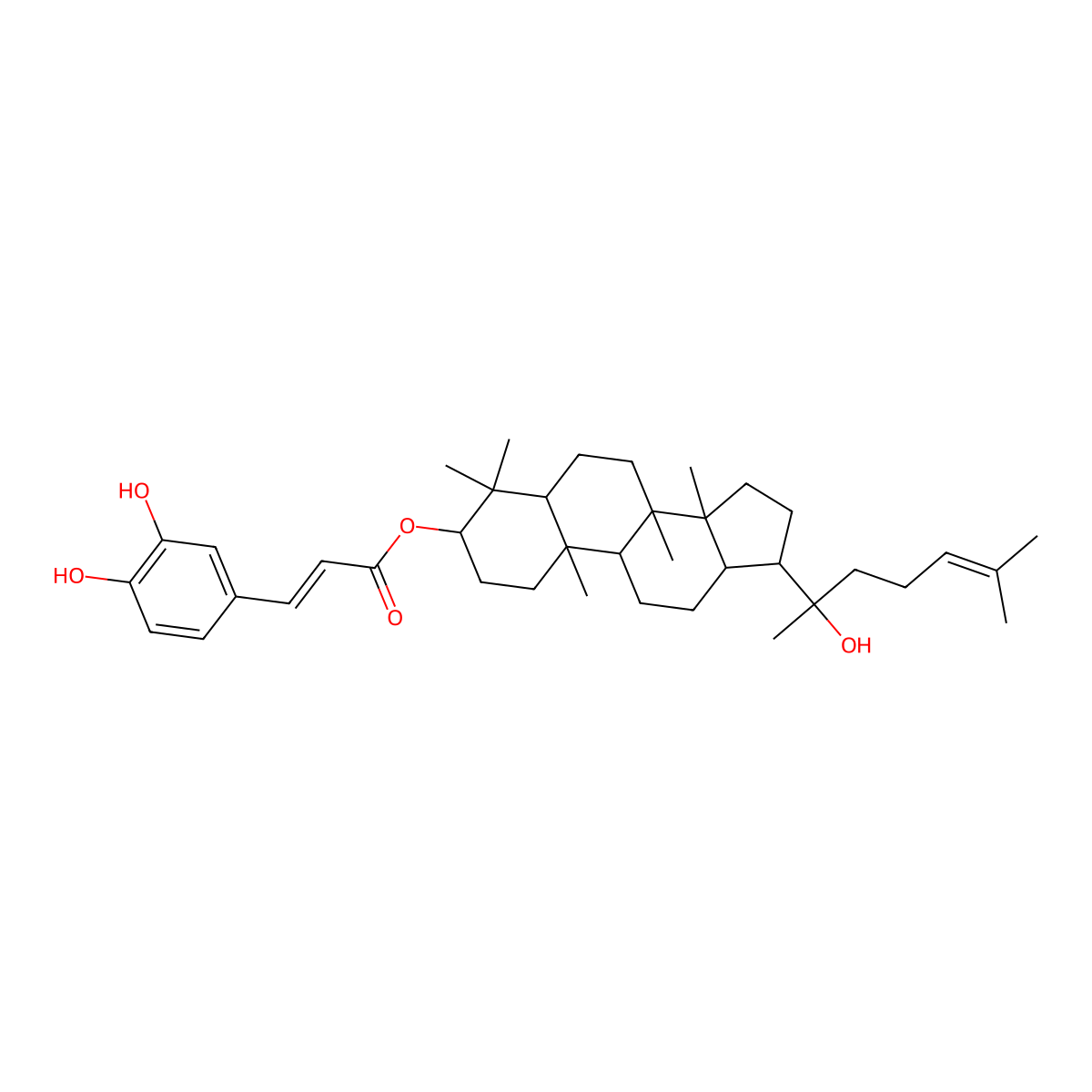 [(3S,5R,8R,9R,10R,13R,14R,17S)-17-[(2S)-2-hydroxy-6-methylhept-5-en-2-yl]-4,4,8,10,14-pentamethyl-2,3,5,6,7,9,11,12,13,15,16,17-dodecahydro-1H-cyclopenta[a]phenanthren-3-yl] 3-(3,4-dihydroxyphenyl)prop-2-enoate molecular structure, CAS 171438-55-4