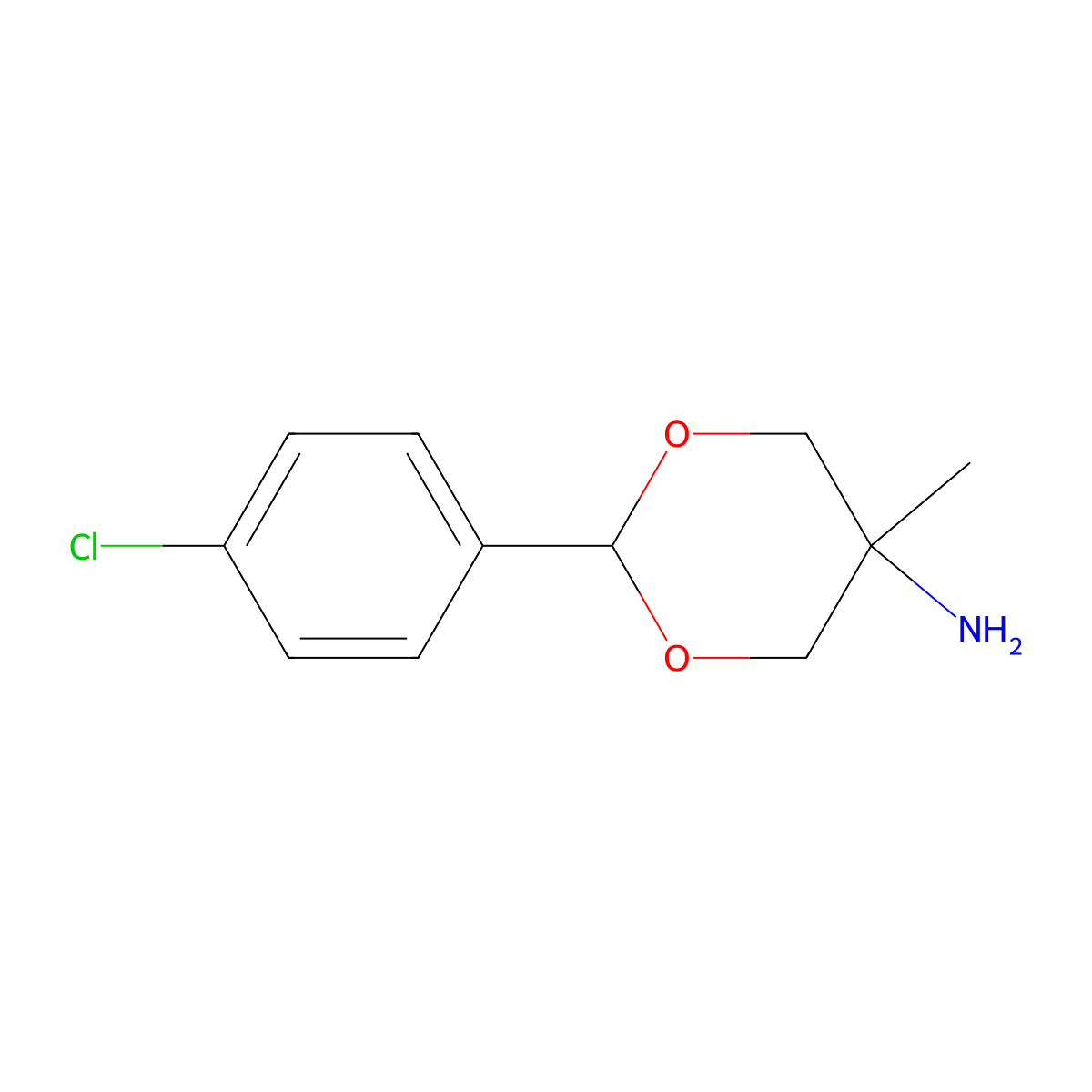 m-Dioxan-5-amine, 2-(p-chlorophenyl)-5-methyl- molecular structure, CAS 17144-46-6