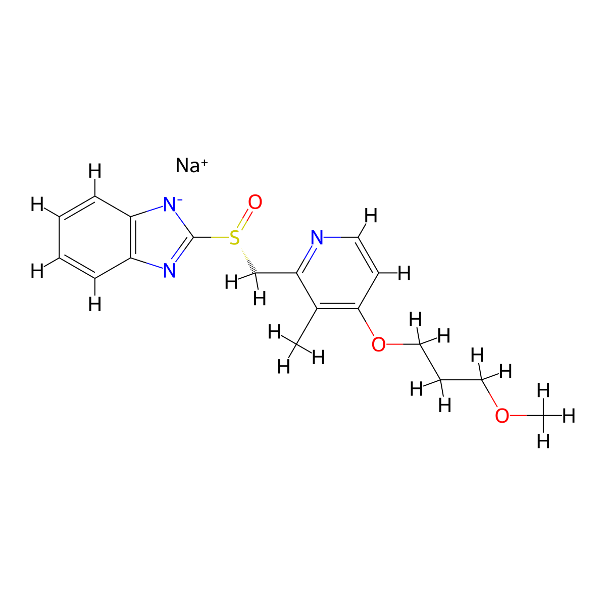 Dexrabeprazole sodium molecular structure, CAS 171440-18-9