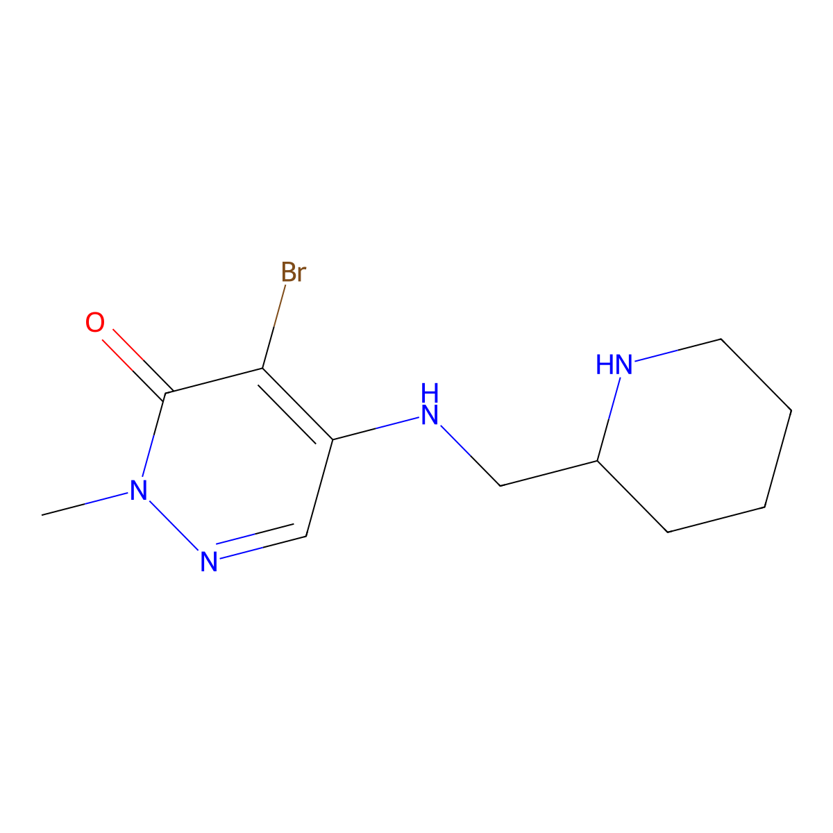 4-Bromo-2-methyl-5-{[(piperidin-2-yl)methyl]amino}-2,3-dihydropyridazin-3-one molecular structure, CAS 1714537-37-7