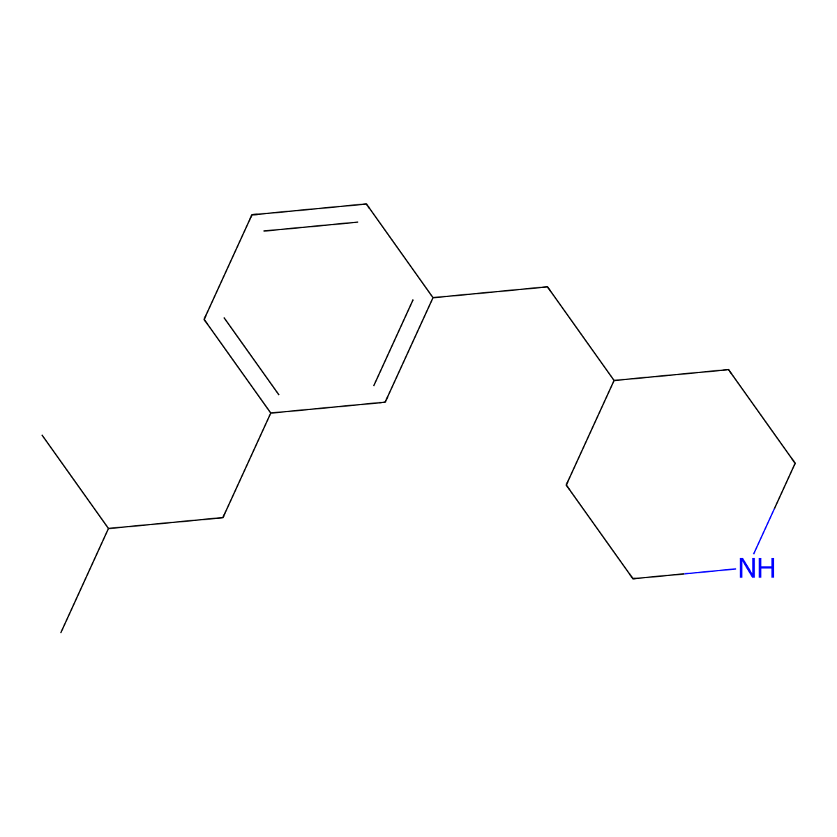 4-{[3-(2-Methylpropyl)phenyl]methyl}piperidine molecular structure, CAS 1714637-02-1