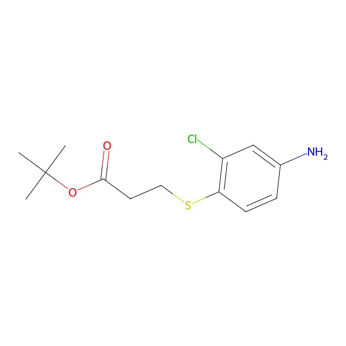 Tert-butyl 3-[(4-amino-2-chlorophenyl)sulfanyl]propanoate molecular structure, CAS 1714679-82-9