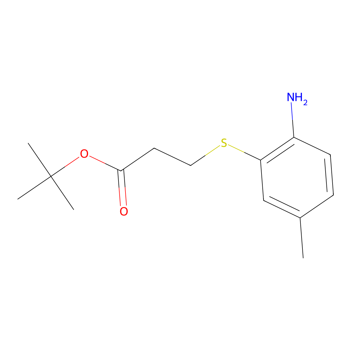 Tert-butyl 3-[(2-amino-5-methylphenyl)sulfanyl]propanoate molecular structure, CAS 1714679-89-6