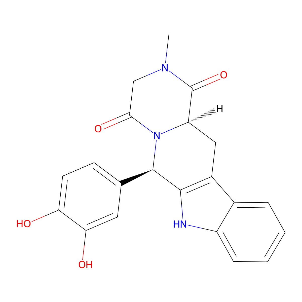 Tadalafil catechol molecular structure, CAS 171489-03-5