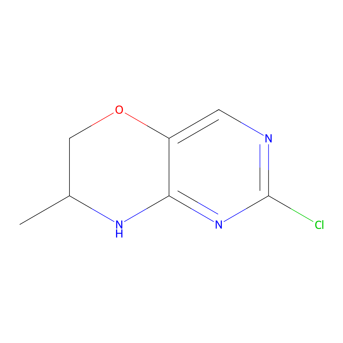 2-chloro-7-methyl-6H,7H,8H-pyrimido[5,4-b][1,4]oxazine molecular structure, CAS 1715004-46-8