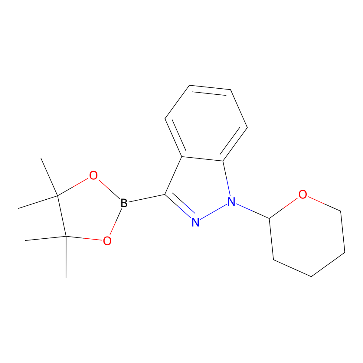 1-(Tetrahydro-2H-pyran-2-yl)-3-(4,4,5,5-tetramethyl-1,3,2-dioxaborolan-2-yl)-1H-indazole molecular structure, CAS 1715008-74-4