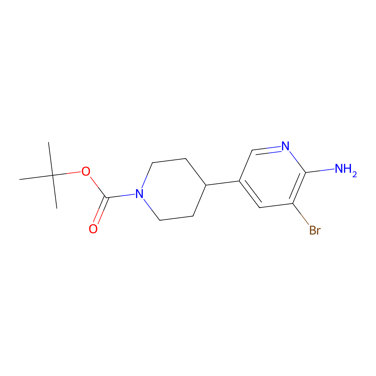 Tert-butyl 4-(6-amino-5-bromopyridin-3-yl)piperidine-1-carboxylate molecular structure, CAS 1715029-52-9