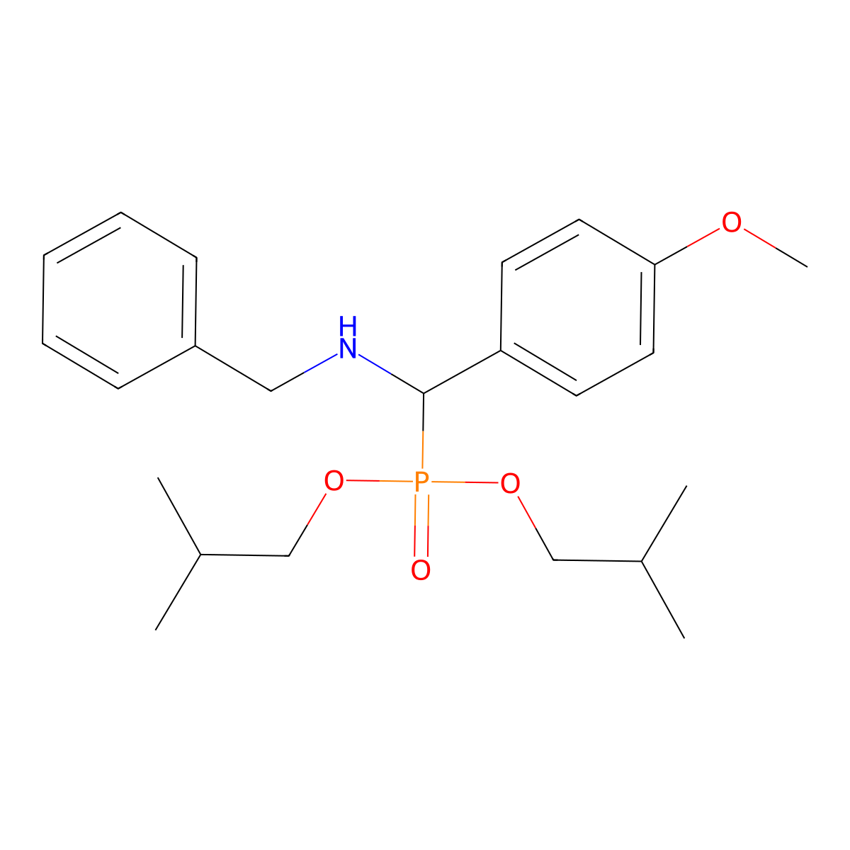 N-benzyl-1-[bis(2-methylpropoxy)phosphoryl]-1-(4-methoxyphenyl)methanamine molecular structure, CAS 171503-14-3