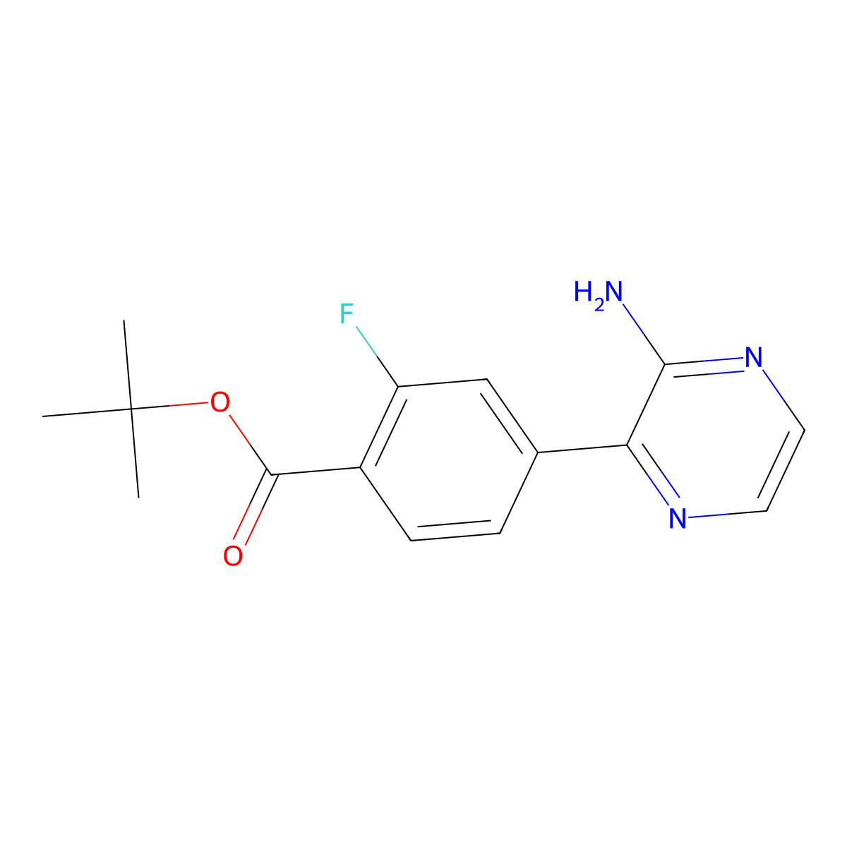 tert-Butyl 4-(3-aminopyrazin-2-yl)-2-fluorobenzoate molecular structure, CAS 1715031-88-1